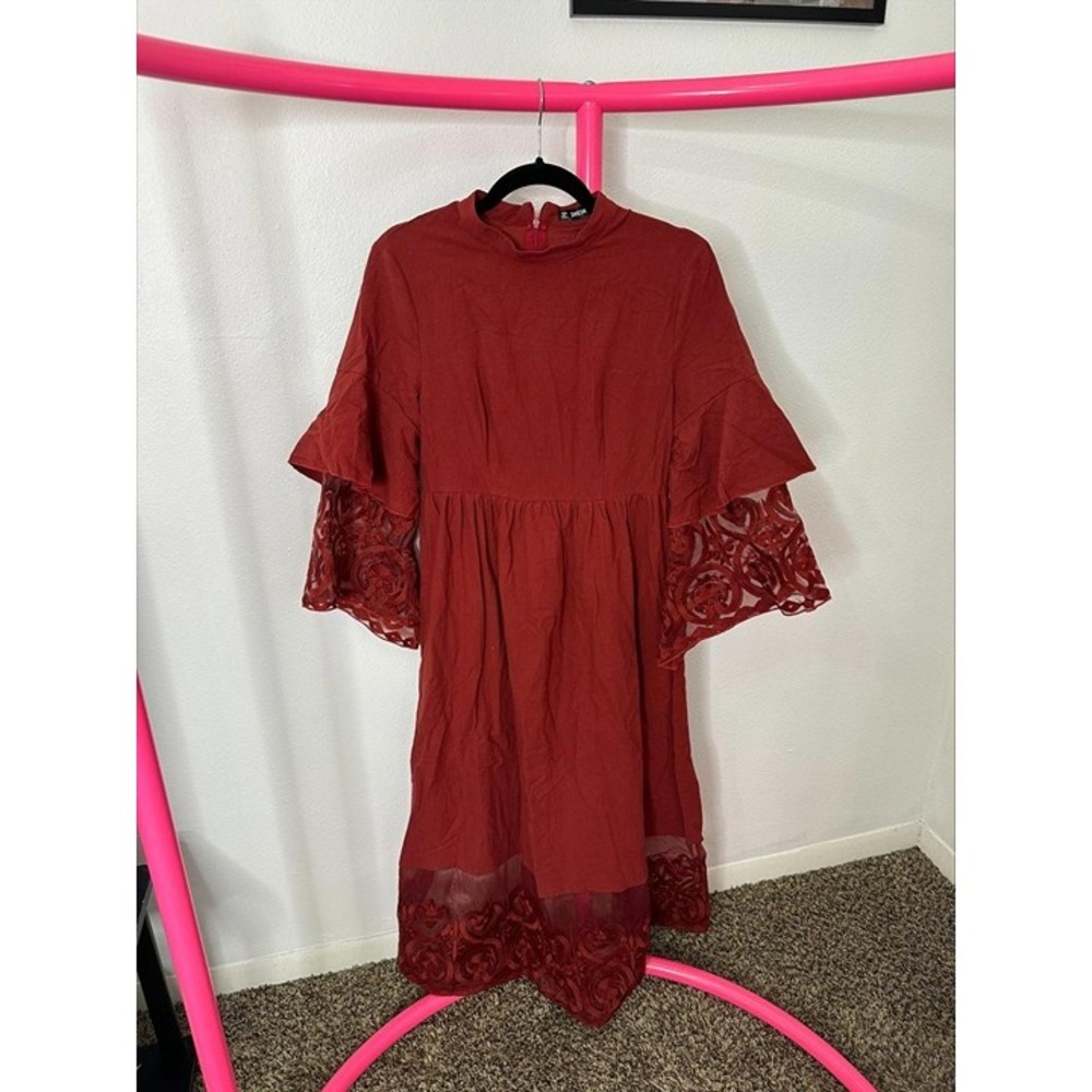 SHEIN LACE SLEEVE MIDI DRESS- SIZE‎ M